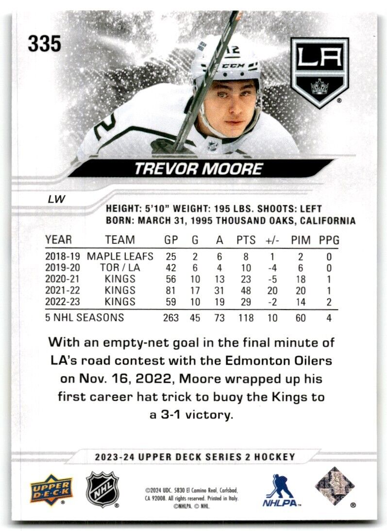 2023-24 Upper Deck Trevor Moore Los Angeles Kings #335