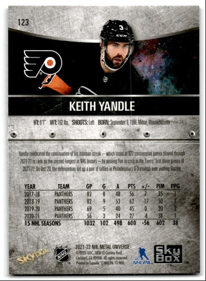 2021-22 Skybox Metal Universe Keith Yandle Philadelphia Flyers #123