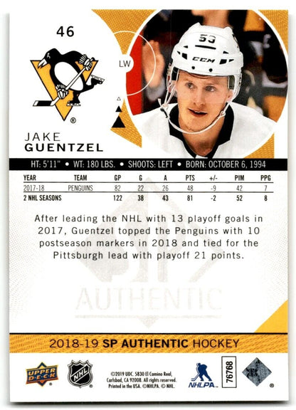 2018-19 SP Authentic Jake Guentzel Pittsburgh Penguins #46