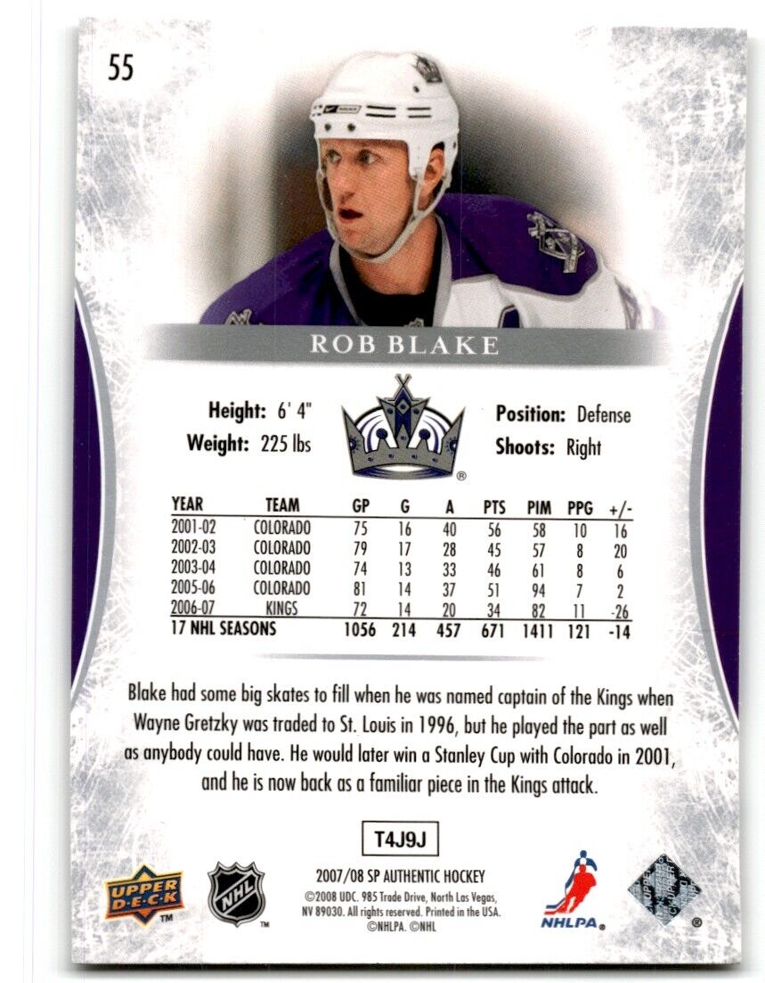 2007-08 SP Authentic Rob Blake Los Angeles Kings #55