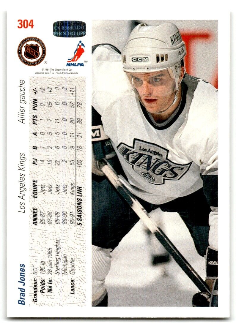 1991-92 Upper Deck French Brad Jones Rookie Los Angeles Kings #304