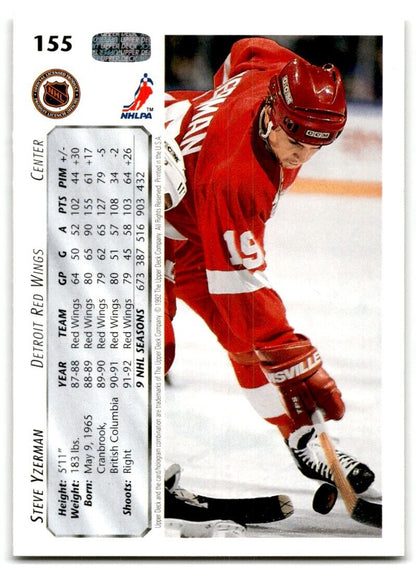 1992-93 Upper Deck Steve Yzerman Detroit Red Wings #155