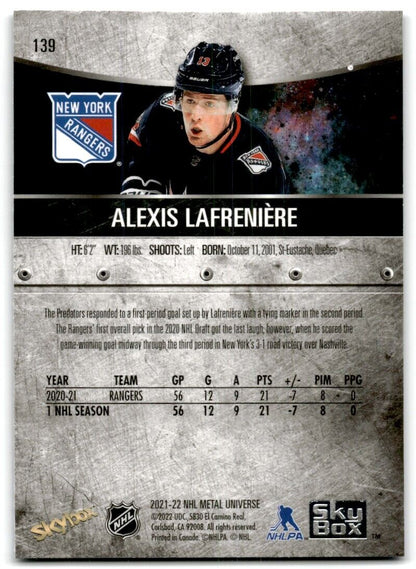 2021-22 Skybox Metal Universe Alexis Lafreniere New York Rangers #139