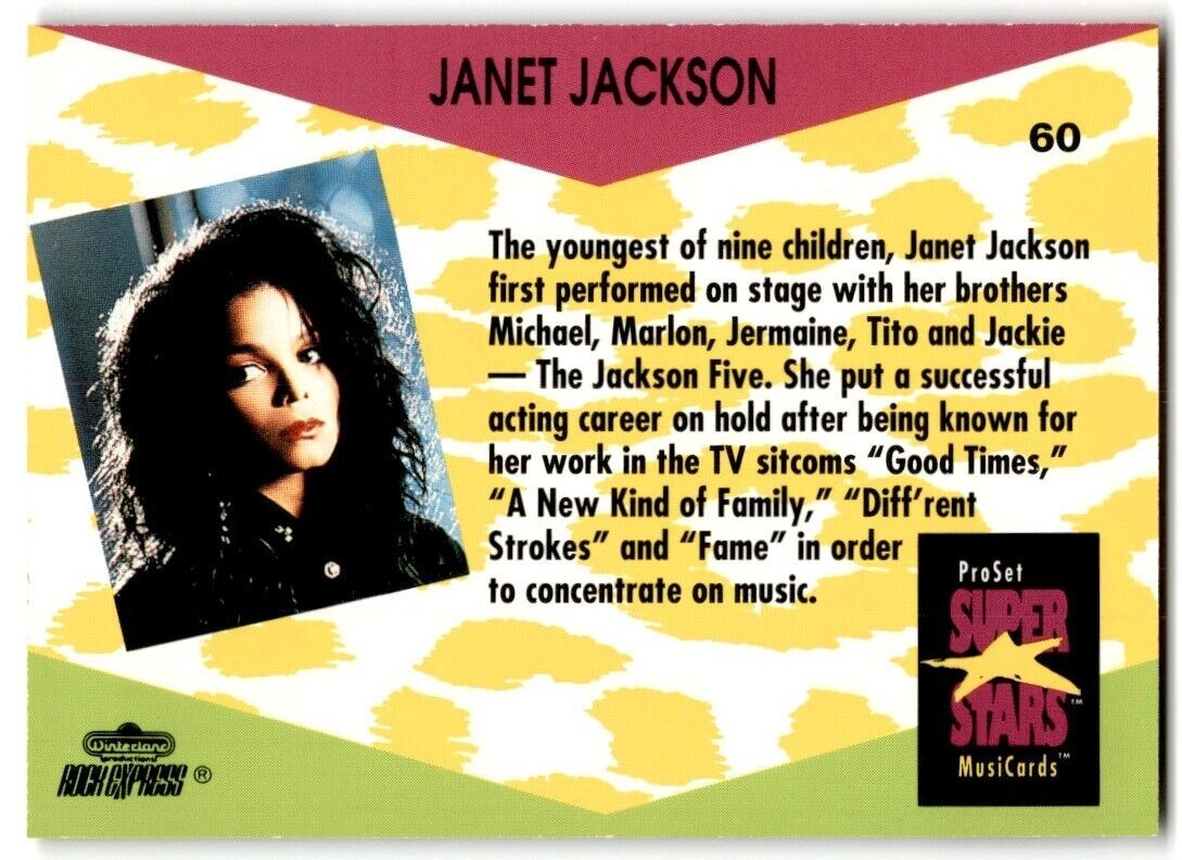 1991-92 ProSet Super Stars MusiCard Janet Jackson #60