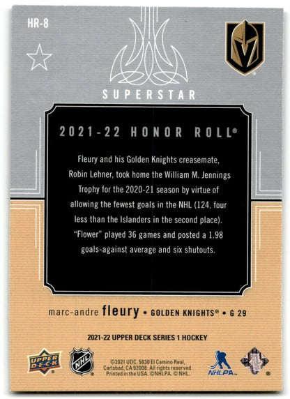 2021-22 Upper Deck Honor Roll Marc-Andre Fleury Vegas Golden Knights #HR-8