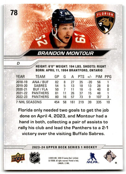 2023-24 Upper Deck Brandon Montour Florida Panthers #78