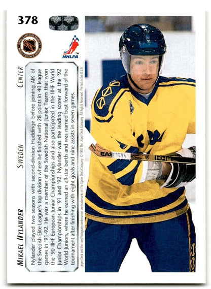 1992-93 Upper Deck Michael Nylander Rookie Sweden #378