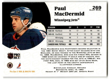 1991-92 Pro Set Paul MacDermid Winnipeg Jets #269