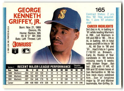 1992 Donruss Ken Griffey Jr. Seattle Mariners #165