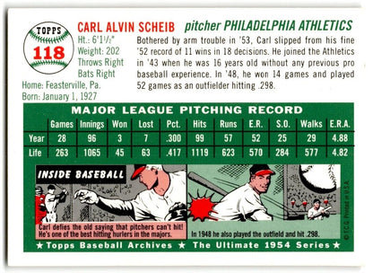 1994 Topps Archives 1954 Carl Scheib Philadelphia Athletics #118