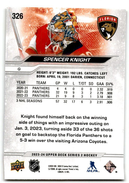 2023-24 Upper Deck Spencer Knight Florida Panthers #326