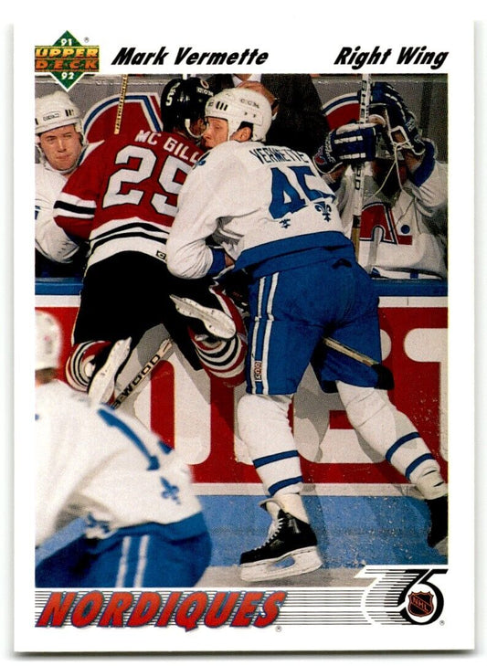 1991-92 Upper Deck Mark Vermette Rookie Quebec Nordiques #470