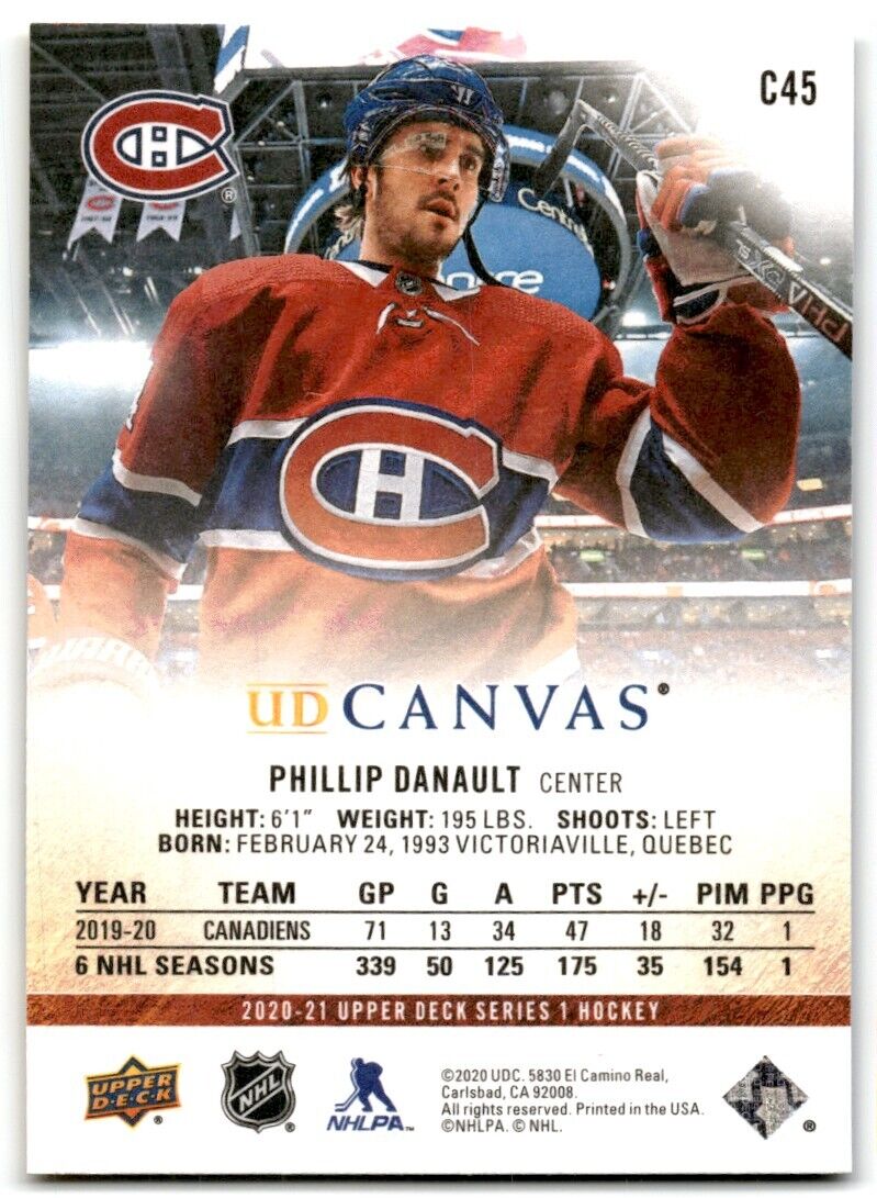 2020-21 Upper Deck UD Canvas Phillip Danault Montreal Canadiens #C45