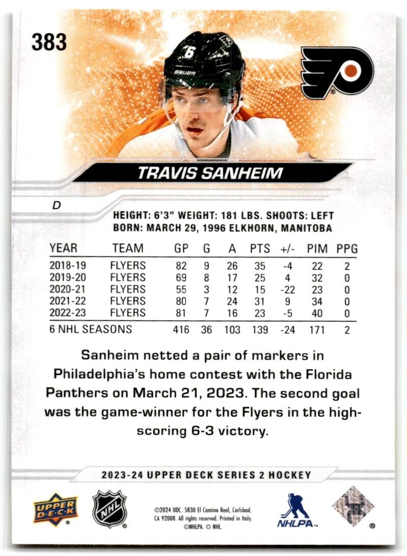 2023-24 Upper Deck Travis Sanheim Philadelphia Flyers #383