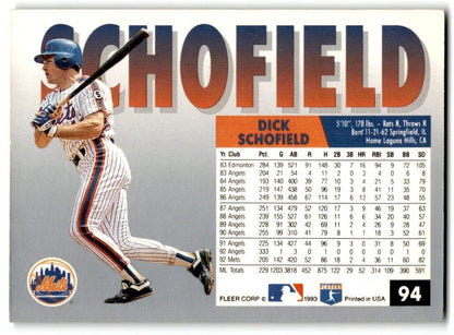 1993 Fleer Dick Schofield New York Mets #94