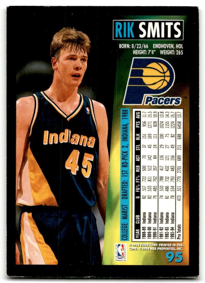 1994-95 Fleer Rik Smits Indiana Pacers #95