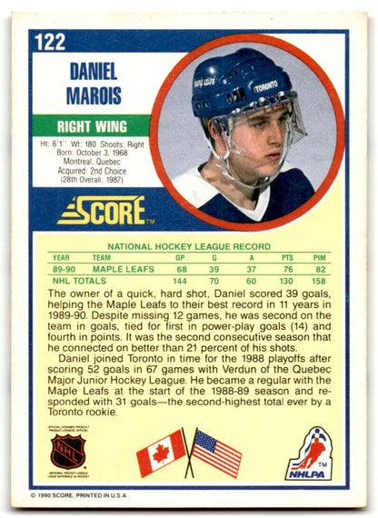 1990-91 Score Daniel Marois Toronto Maple Leafs #122