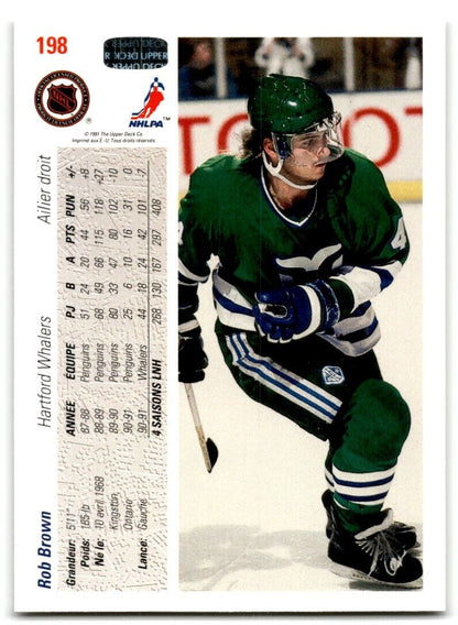 1991-92 Upper Deck French Rob Brown Hartford Whalers #198