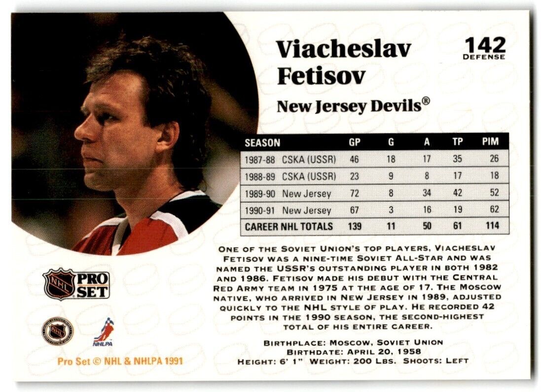 1991-92 Pro Set Viacheslav Fetisov New Jersey Devils #142