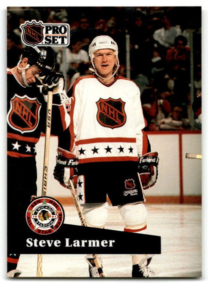 1991-92 Pro Set French Steve Larmer Chicago Blackhawks #279