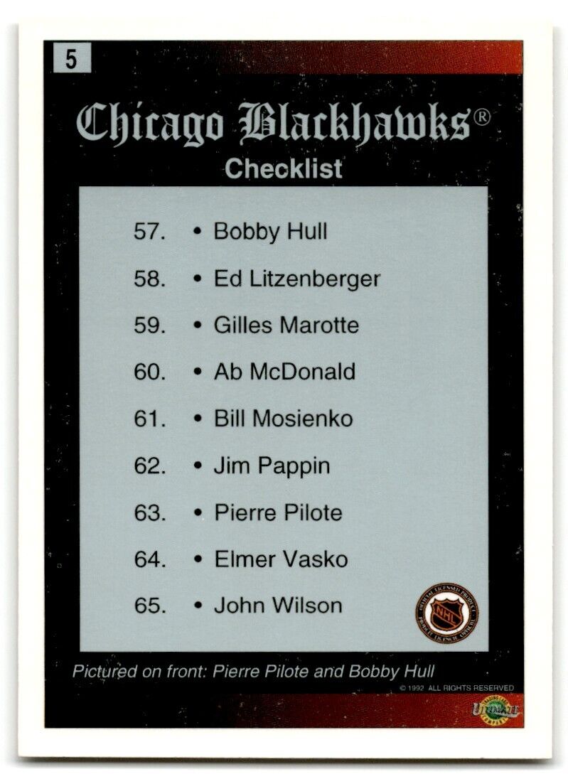 1991-92 Ultimate Original 6 Chicago Blackhawks Chicago Blackhawks #5