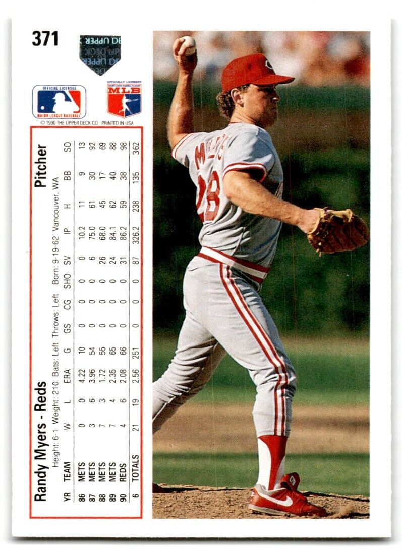 1991 Upper Deck Randy Myers Cincinnati Reds #371