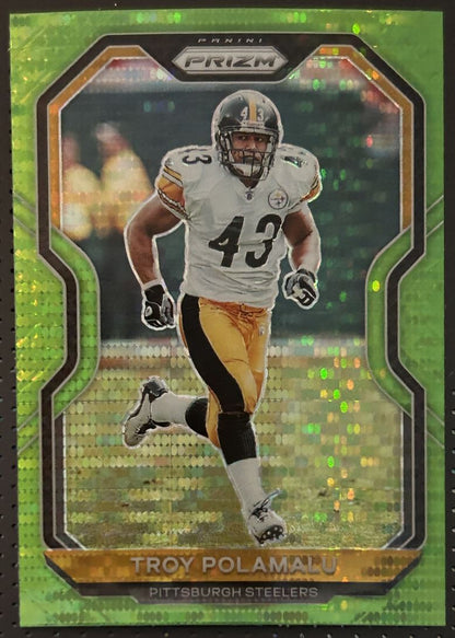 2020 Panini Prizm Green Pulsar Troy Polamalu Pittsburgh Steelers #73 Parallel