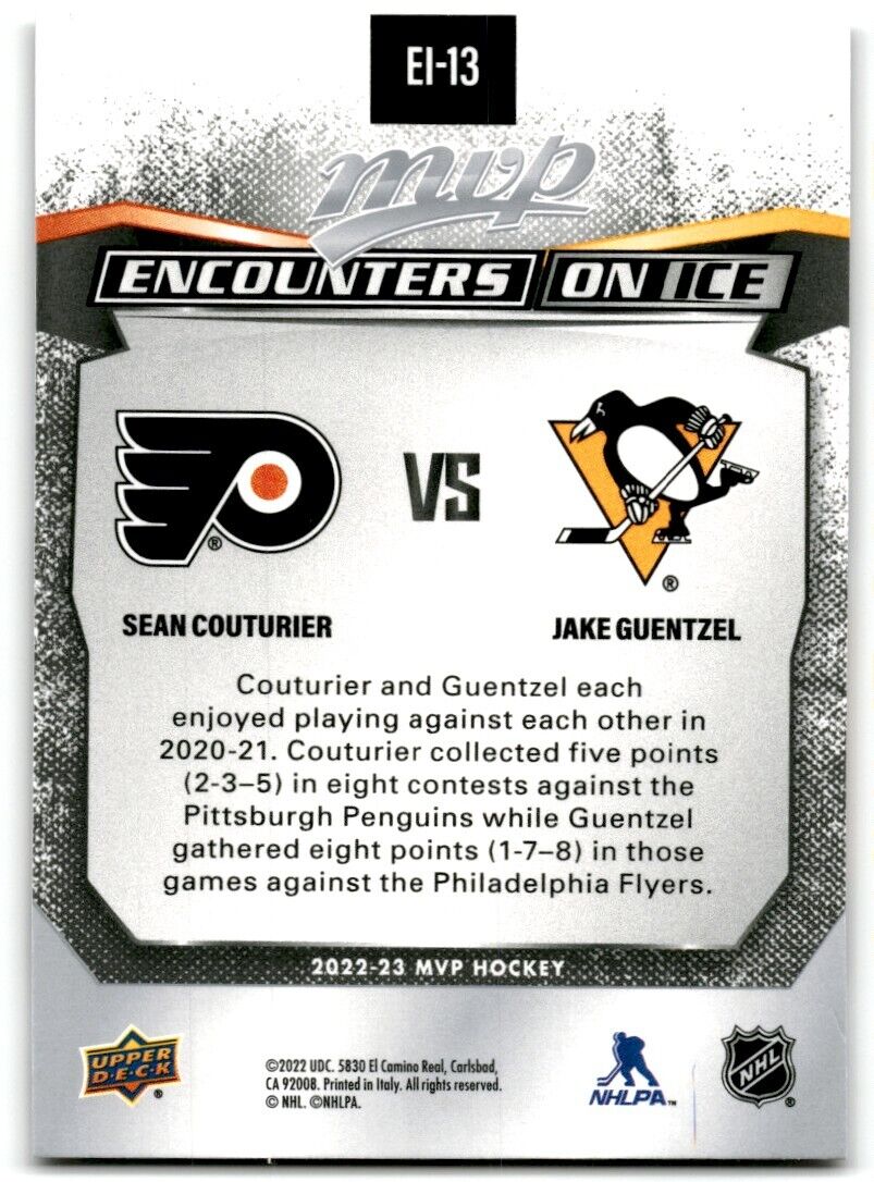 2022-23 Upper Deck MVP Encounters on Ice Sean Couturier/Jake Guentzel