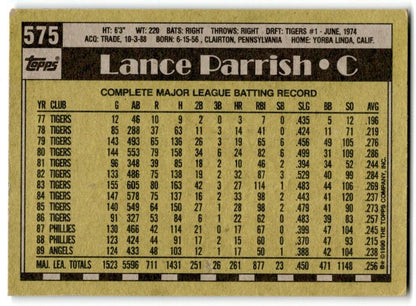 1990 Topps Lance Parrish California Angels #575