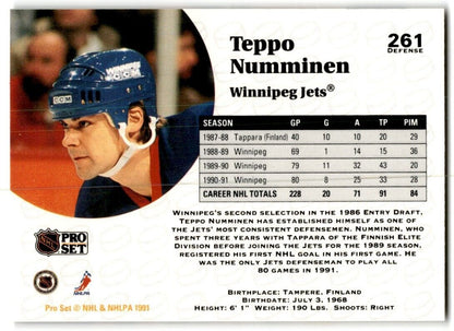 1991-92 Pro Set Teppo Numminen Winnipeg Jets #261