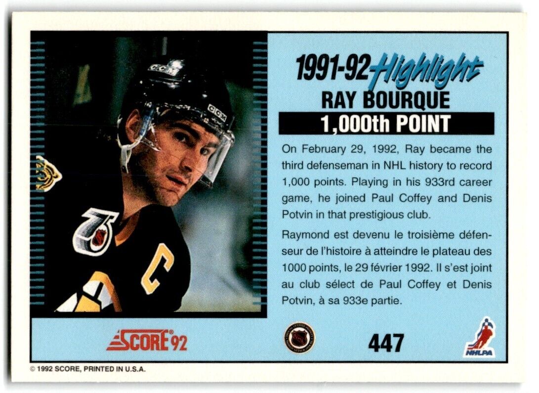 1992-93 Score Ray Bourque Boston Bruins #447