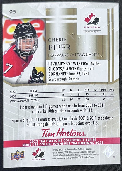 2023-24 Upper Deck Tim Hortons Legends Tim Horton Cherie Piper Team Canada #95