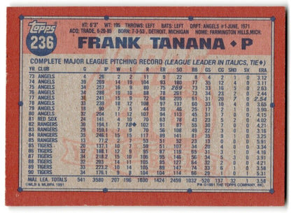 1991 Topps Frank Tanana Detroit Tigers #236