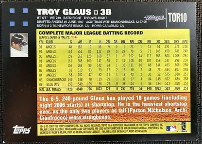 2007 Topps Toronto Blue Jays Troy Glaus Toronto Blue Jays #TOR10