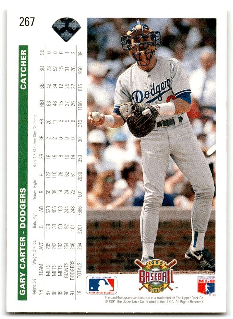 1992 Upper Deck Gary Carter Los Angeles Dodgers #267