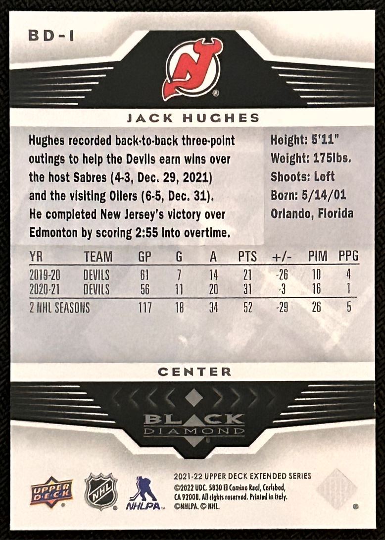 2021-22 Upper Deck Jack Hughes New Jersey Devils #86