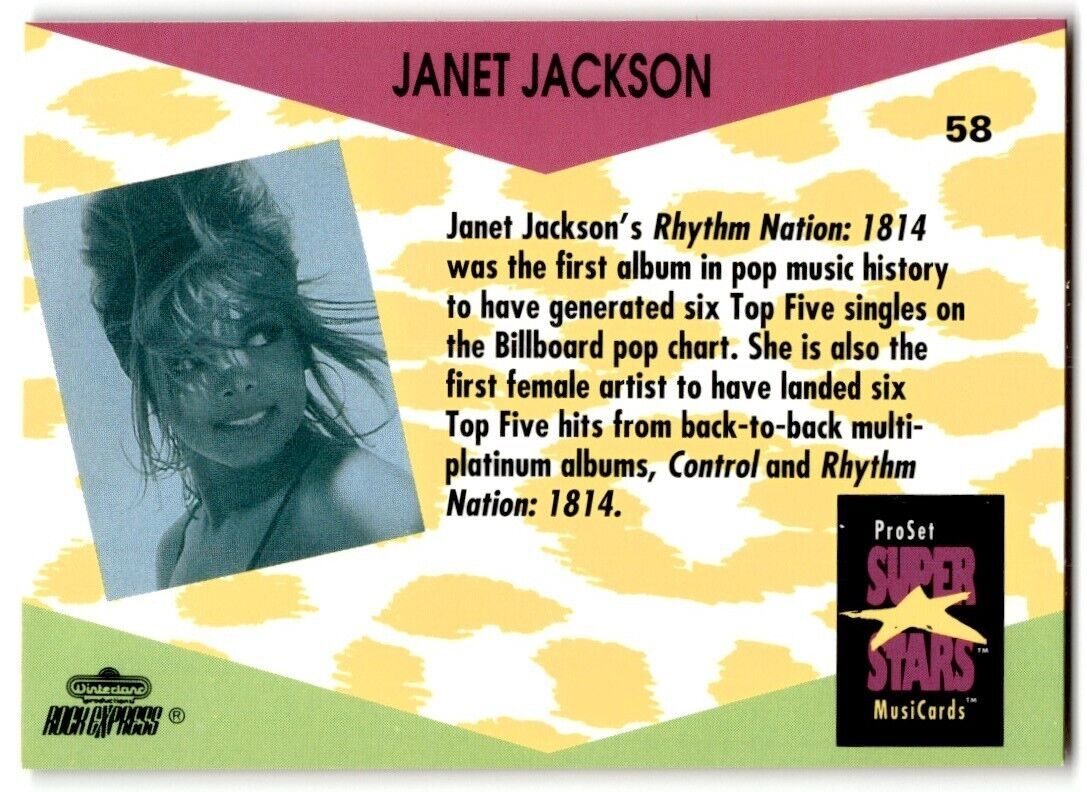 1991-92 ProSet Super Stars MusiCard Janet Jackson #58