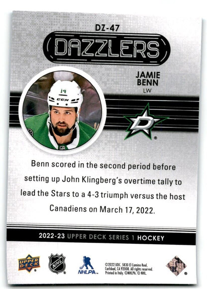 2022-23 Upper Deck Dazzlers blue Jamie Benn Dallas Stars #DZ-47