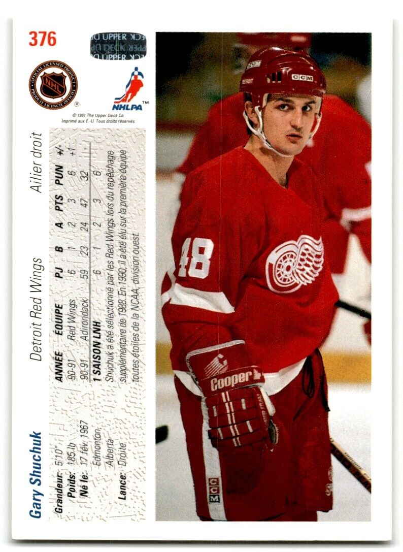 1991-92 Upper Deck French Gary Shuchuk Rookie Detroit Red Wings #376