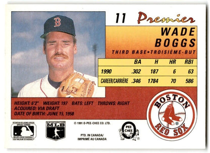 1991 O-Pee-Chee Premier Wade Boggs Boston Red Sox #11