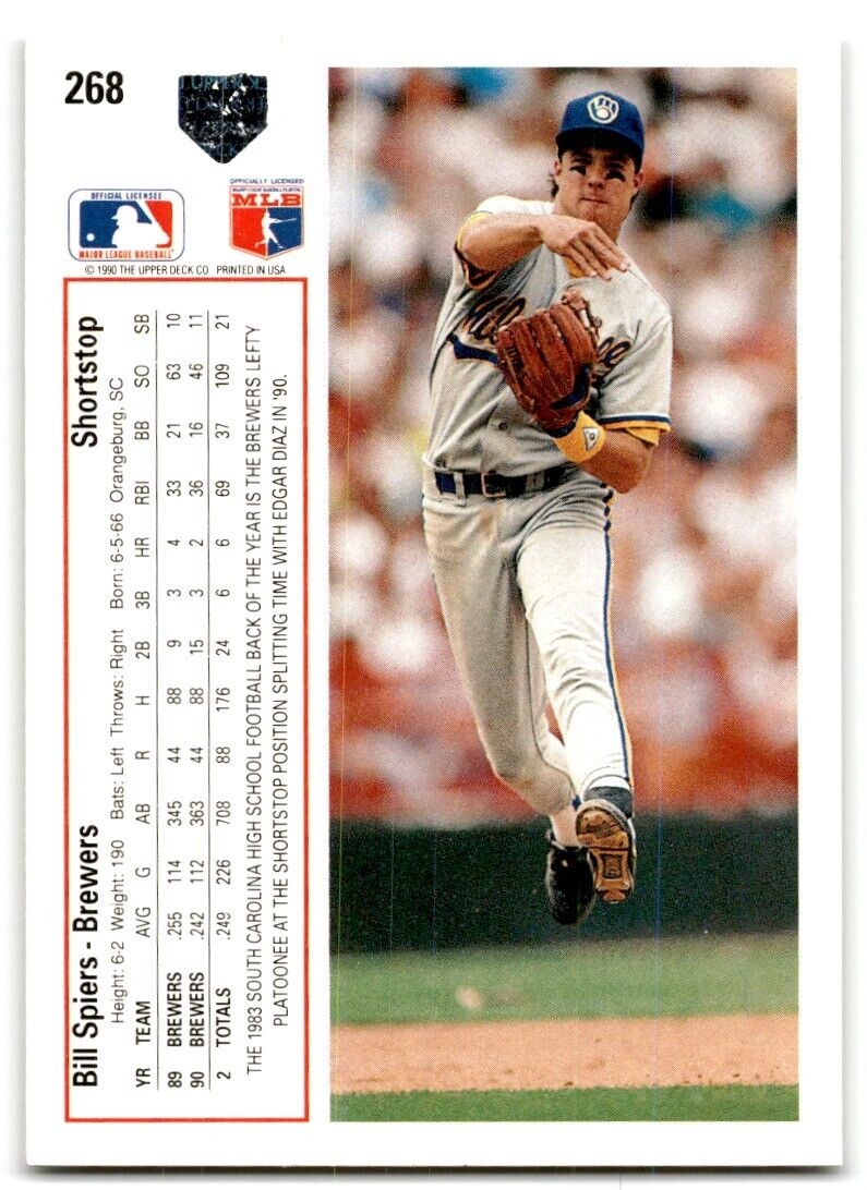 1991 Upper Deck Bill Spiers Milwaukee Brewers #268