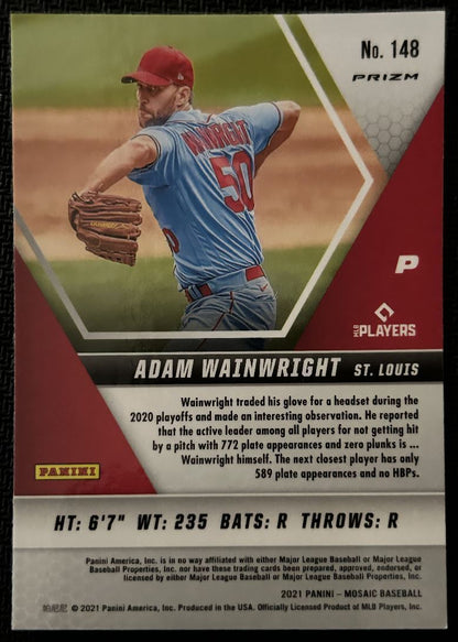 2021 Panini Mosaic Prizm Red Adam Wainwright St. Louis Cardinals #148 Parallel