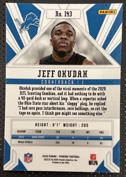 2020 Panini Phoenix Jeff Okudah Rookie Detroit Lions #143