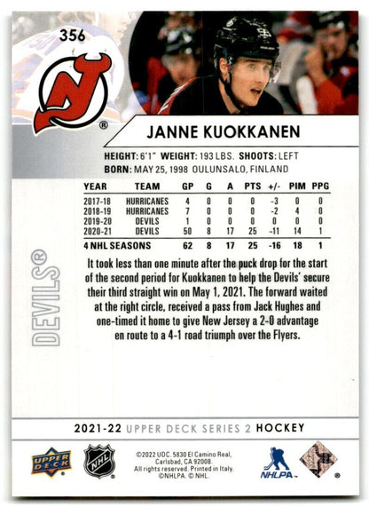 2021-22 Upper Deck Janne Kuokkanen New Jersey Devils #356