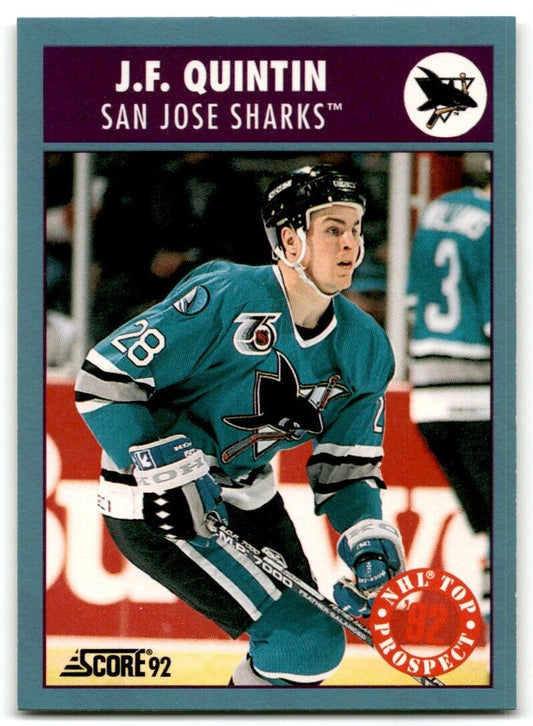 1992-93 Score Canadian Jean-Francois Quintin Rookie San Jose Sharks #488