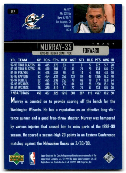 1999-00 Upper Deck Tracy Murray Washington Wizards #132