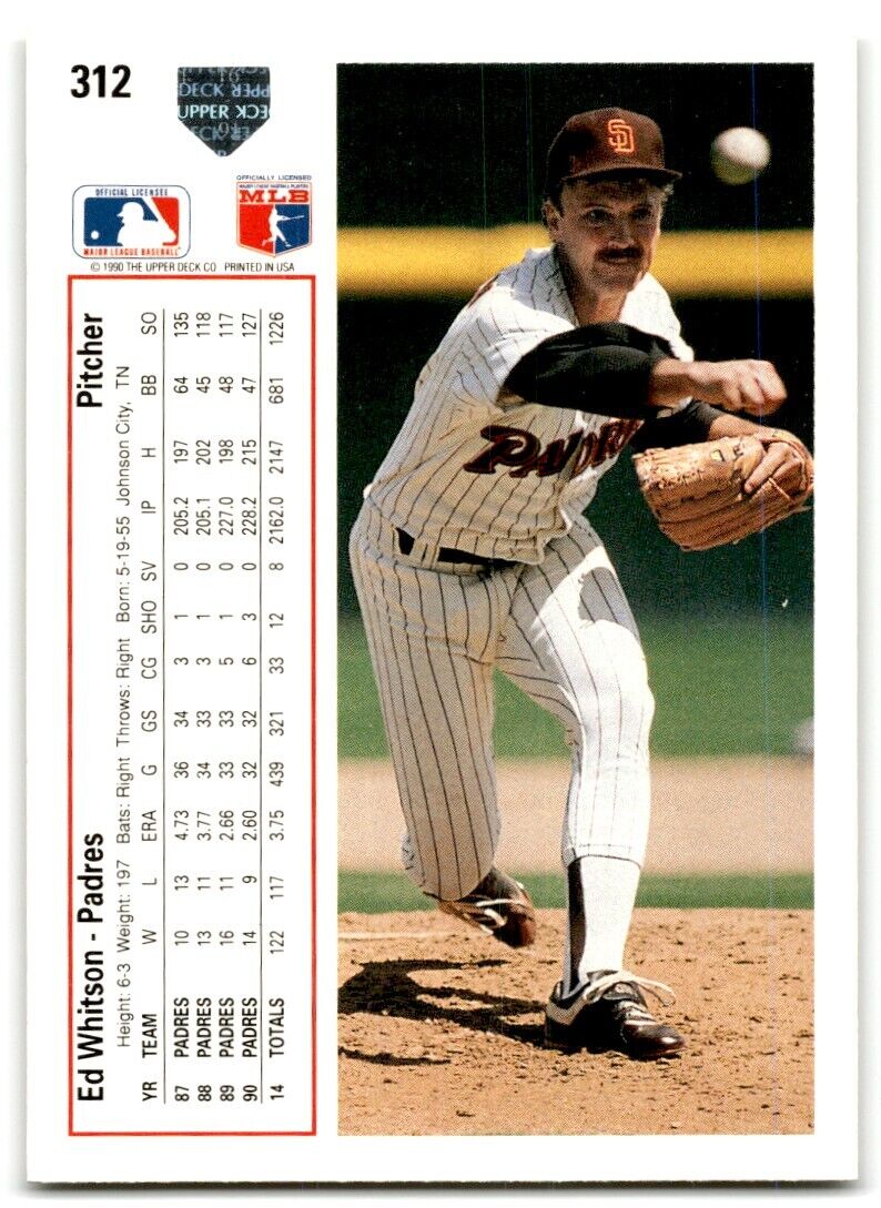 1991 Upper Deck Ed Whitson San Diego Padres #312