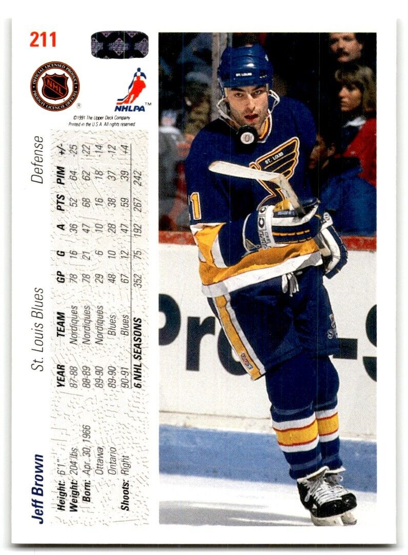 1991-92 Upper Deck Jeff Brown St. Louis Blues #211