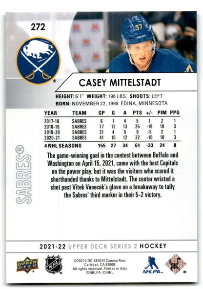 2021-22 Upper Deck Casey Mittelstadt Buffalo Sabres #272