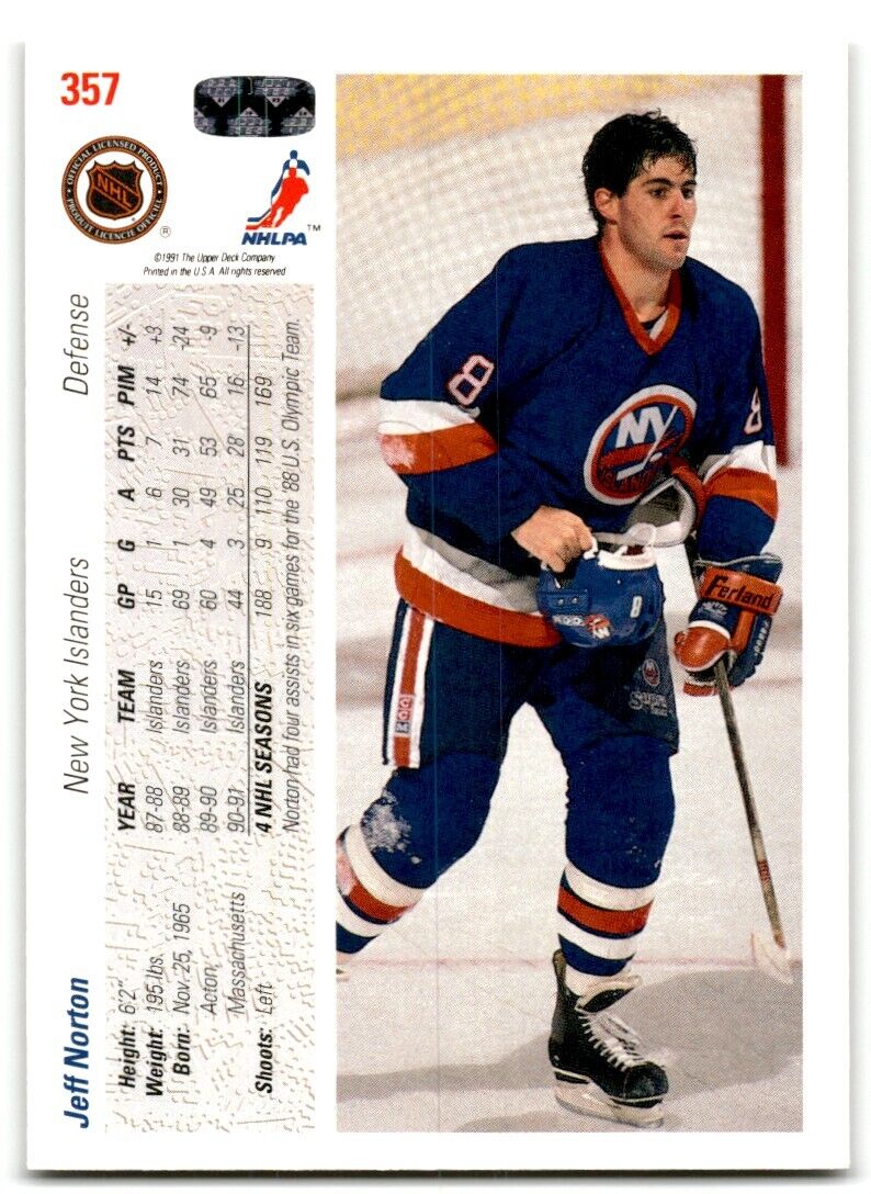 1991-92 Upper Deck Jeff Norton New York Islanders #357